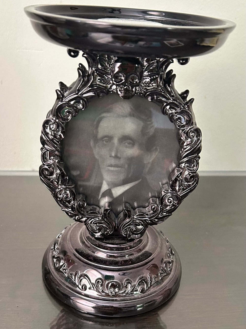 Bath & Body Works Halloween Holographic Portrait 3-Wick Pedestal Candle Holder - Picture 2 of 5